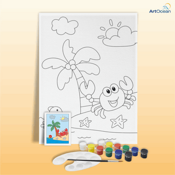 Cute Crab pre-marked canvas color it kit