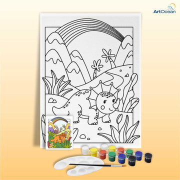 Cute Dinosaur pre-marked canvas color it kit