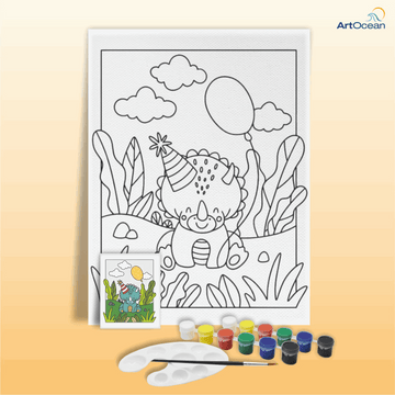 Cute Dinosaur pre-marked canvas color it kit