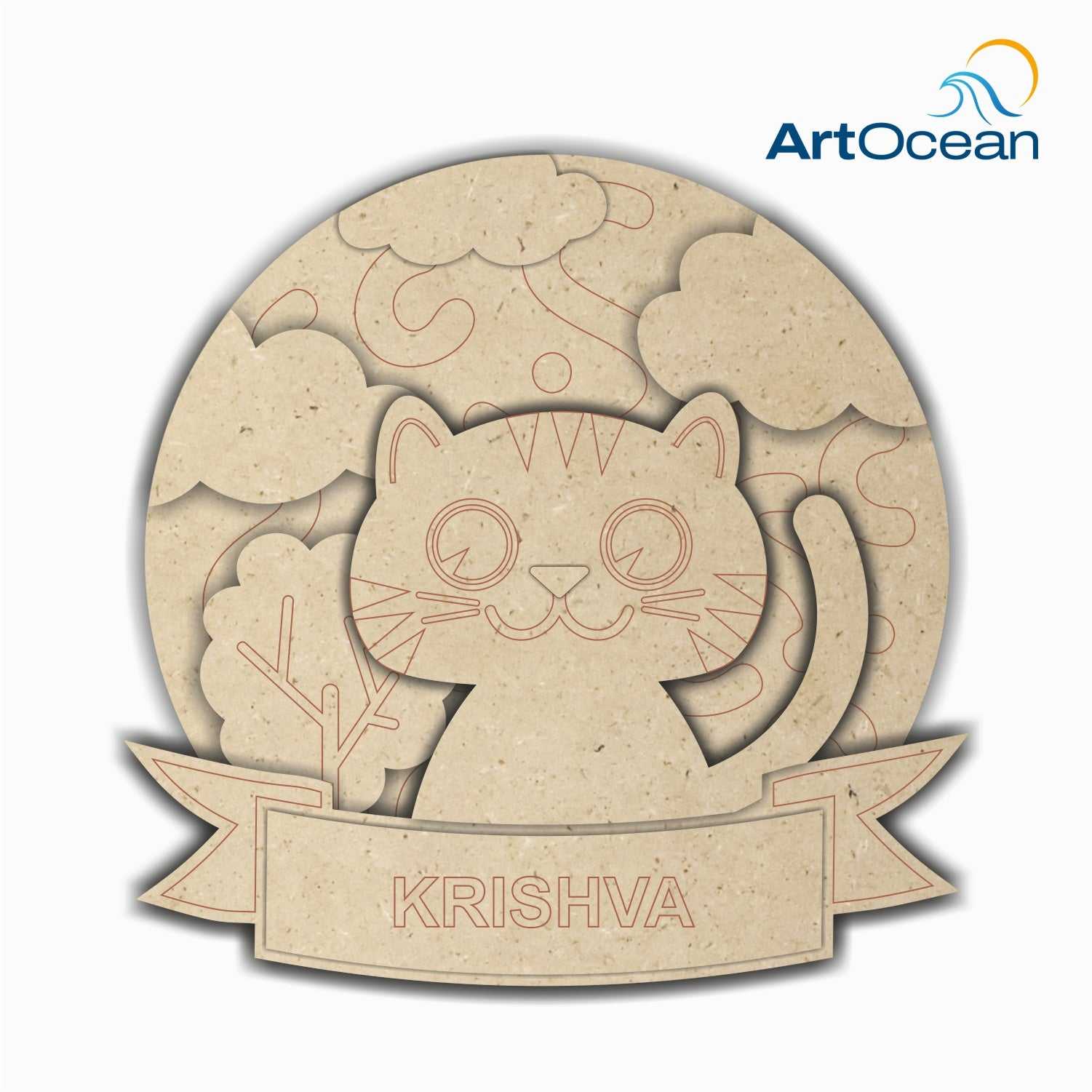 Cute Cat Multi-Layer Customized Name Plate