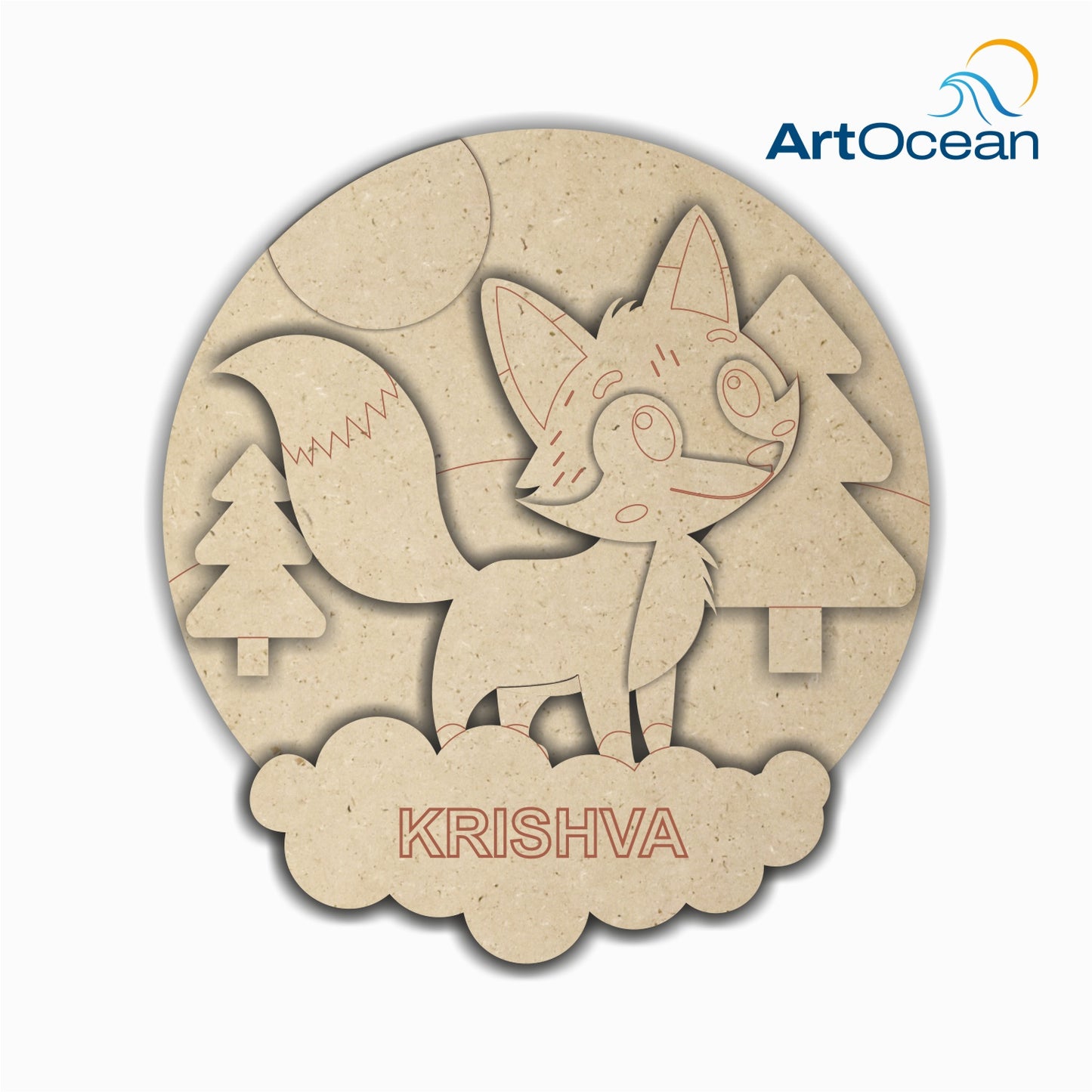 Cute Wolf Multi-Layer Customized Name Plate