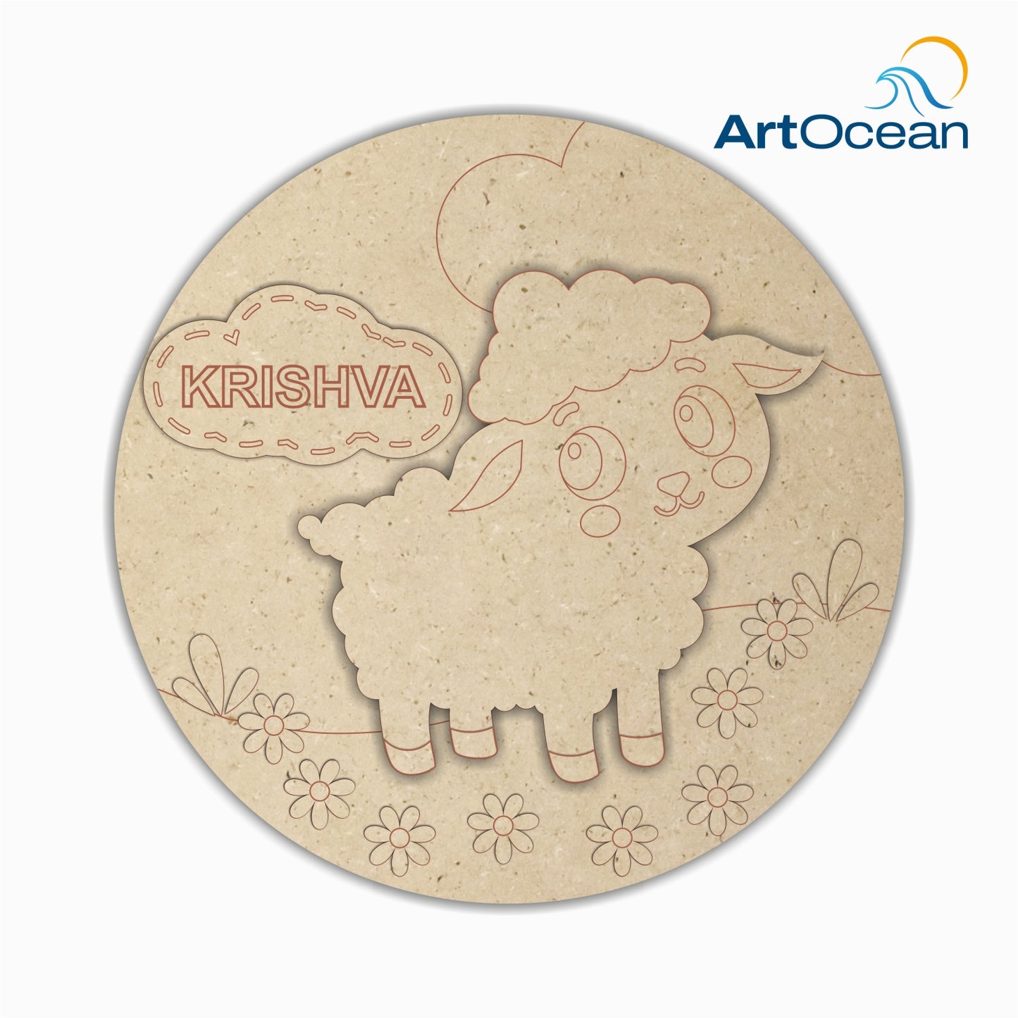 Cute Lamb Multi-Layer Customized Name Plate