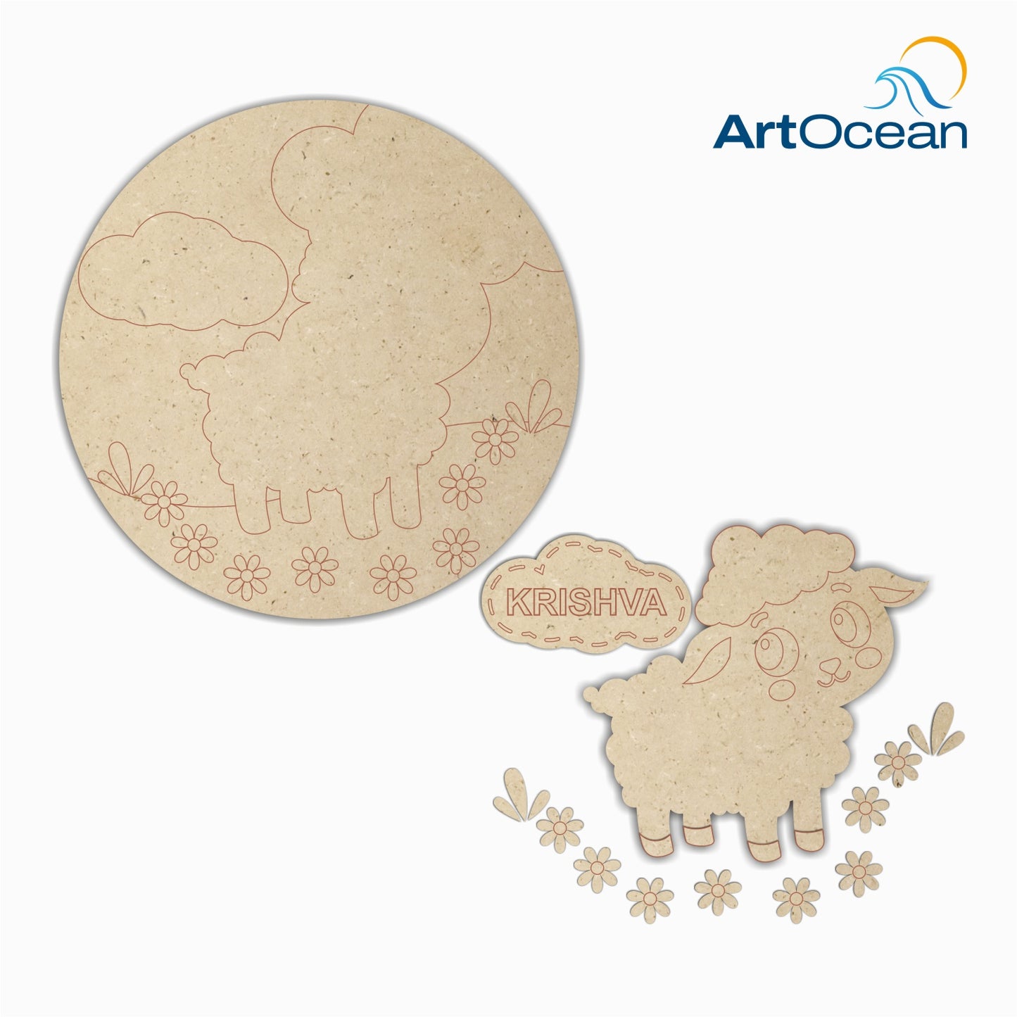 Cute Lamb Multi-Layer Customized Name Plate