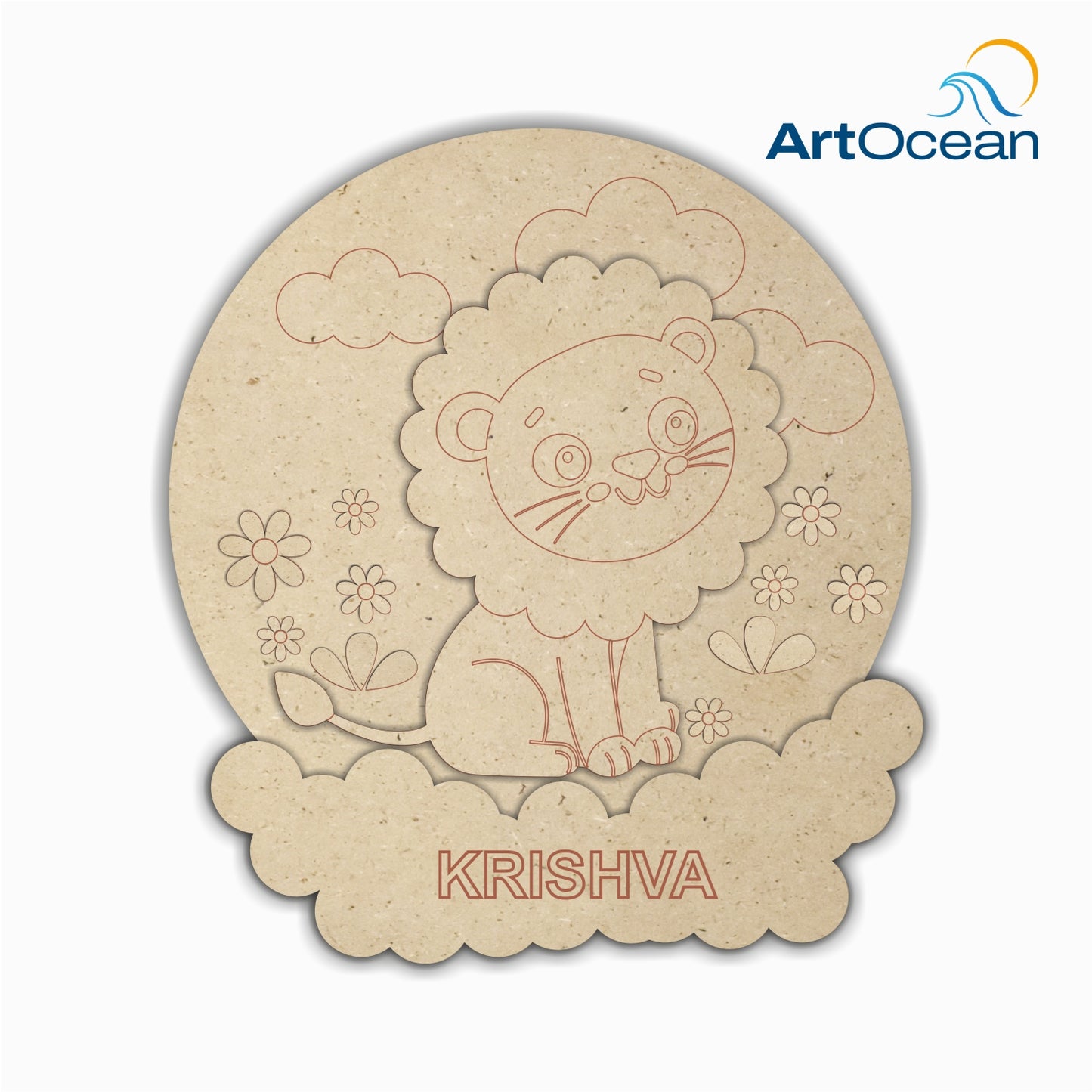 Cute Lion Multi-Layer Customized Name Plate