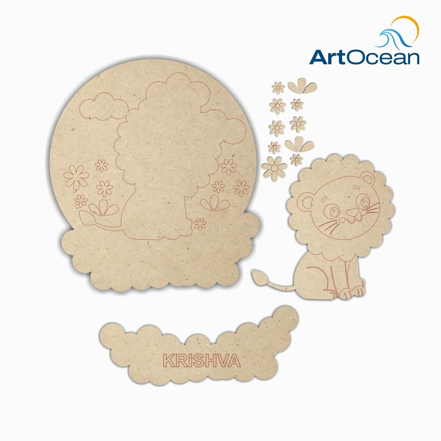 Cute Lion Multi-Layer Customized Name Plate