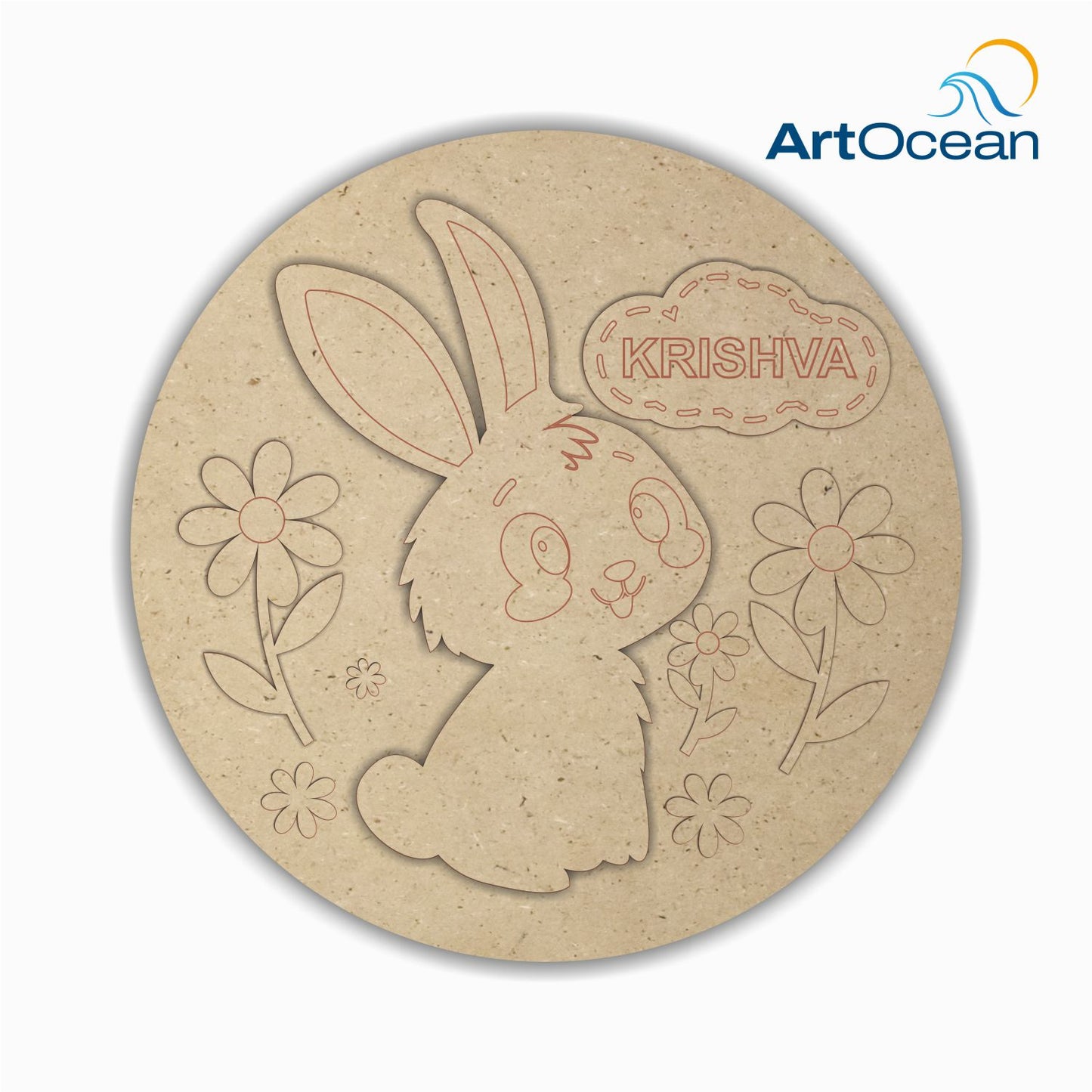 Cute Rabbit Multi-Layer Customized Name Plate