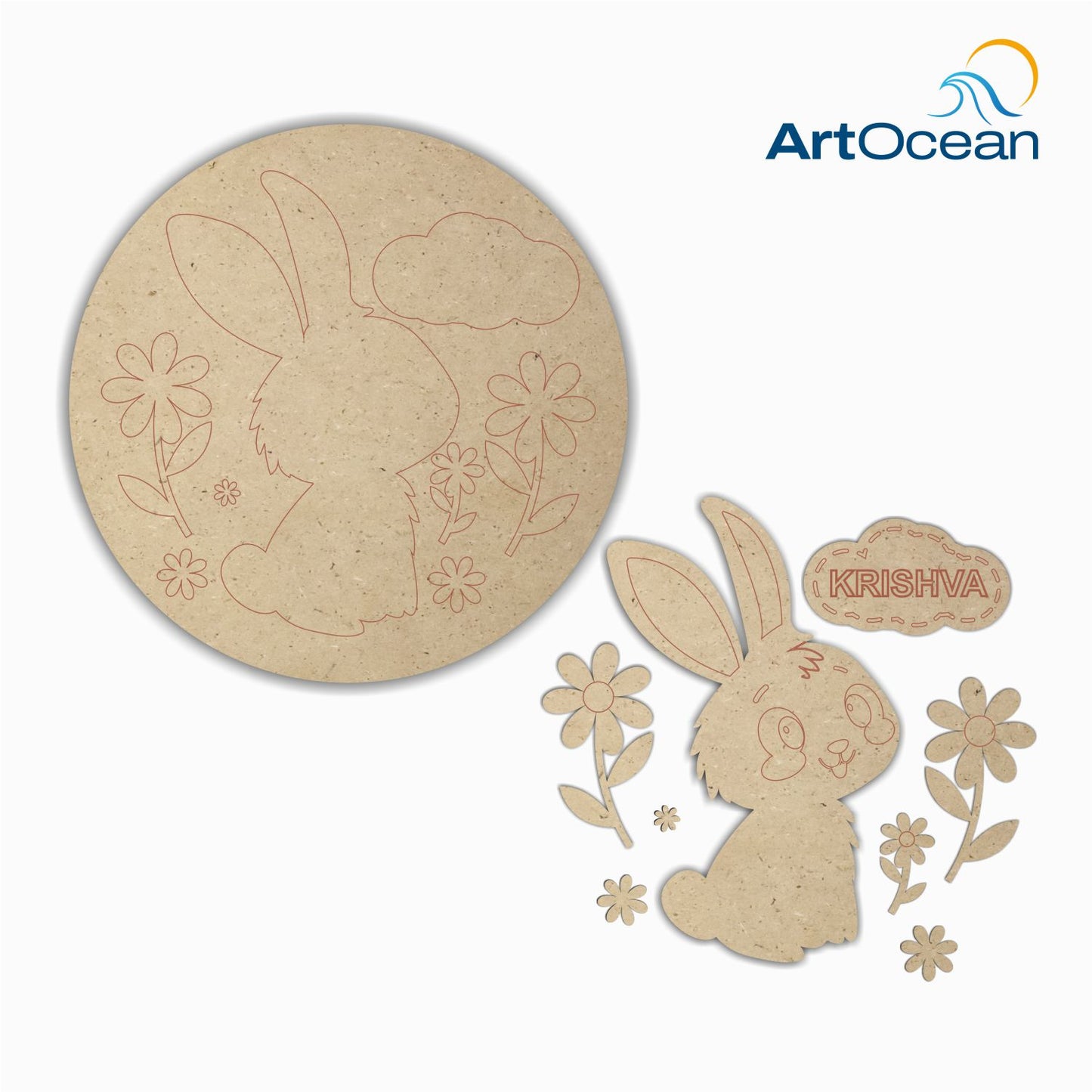 Cute Rabbit Multi-Layer Customized Name Plate