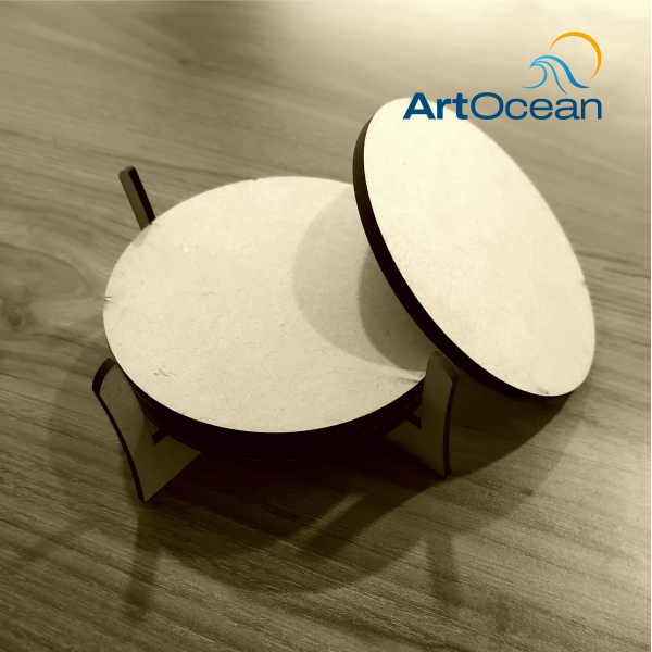 Plain MDF Round Coasters With Stand