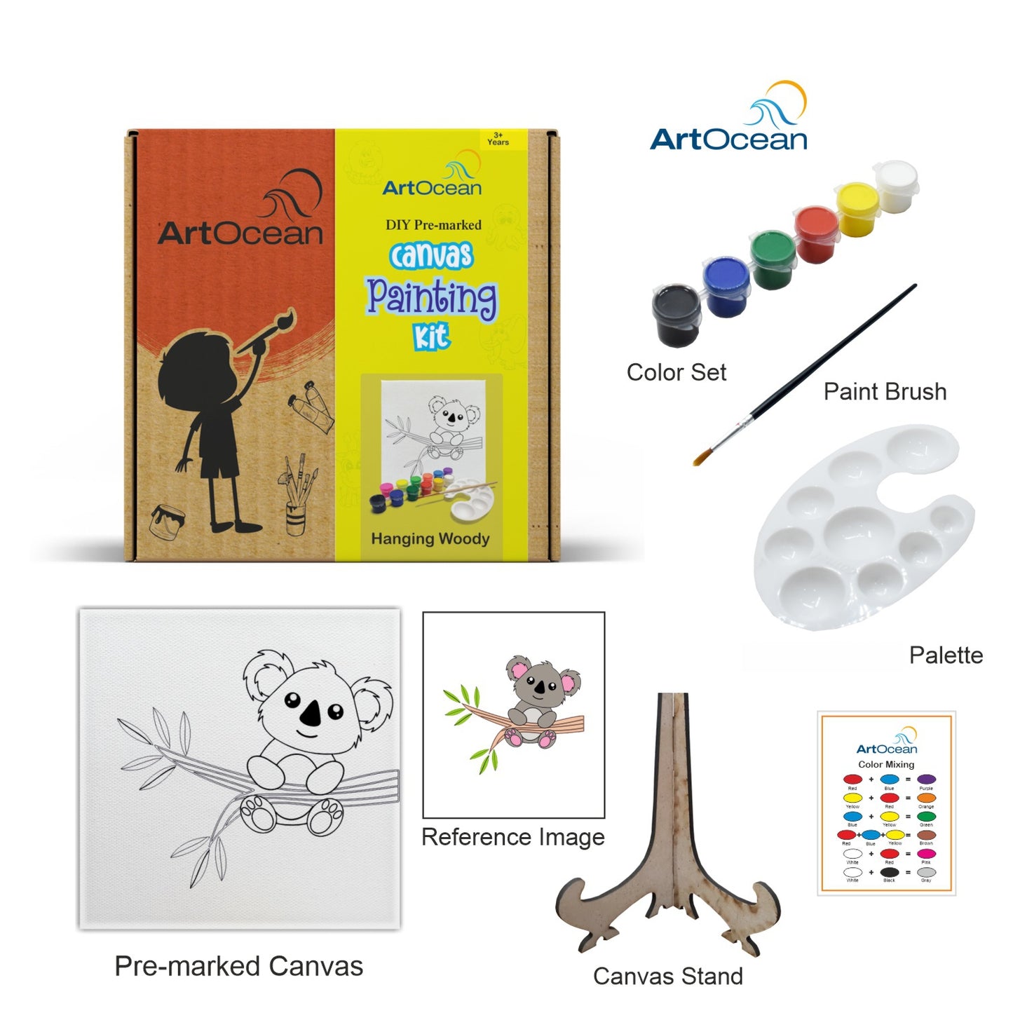 Cute Koala Bear pre-marked canvas color it kit