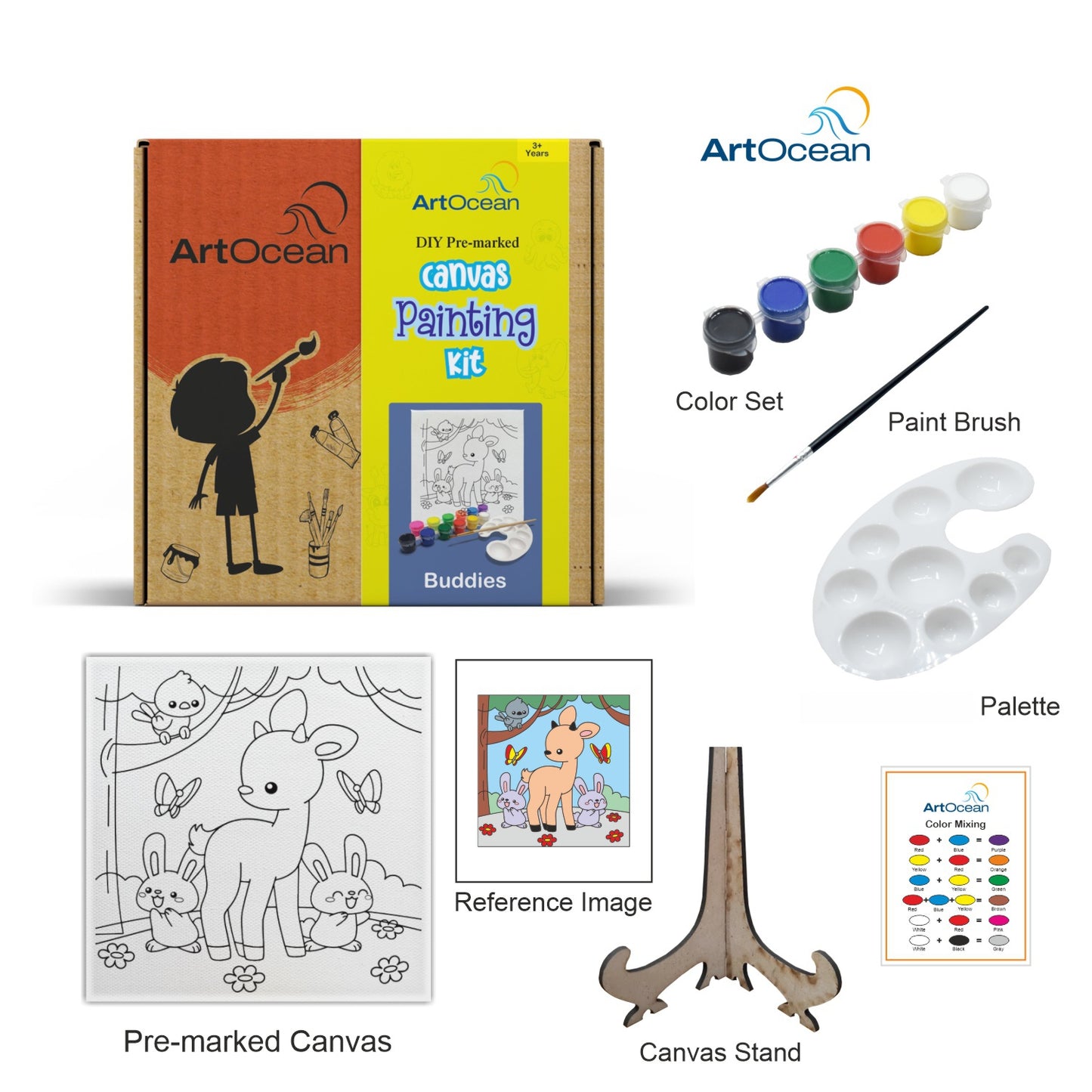 Cute Deer pre-marked canvas color it kit