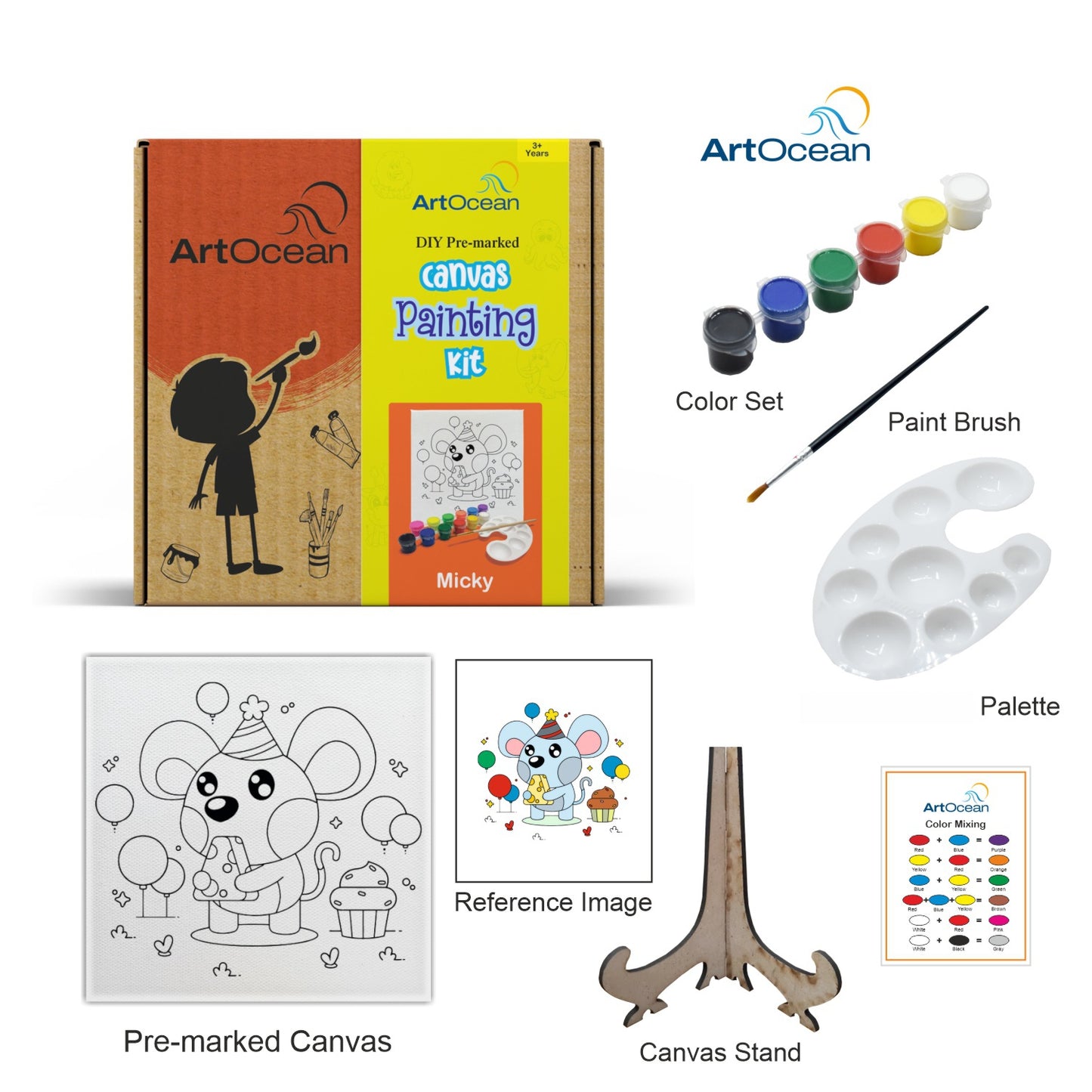 Cute Mouse pre-marked canvas color it kit