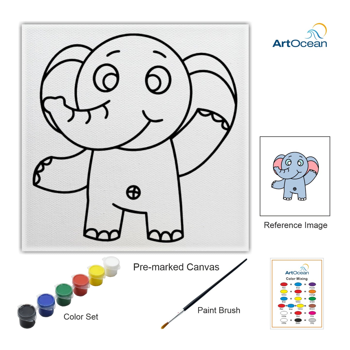 Cute Elephant pre-marked color it canvas