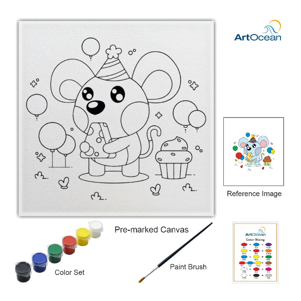 Cute Mouse pre-marked color it kit canvas